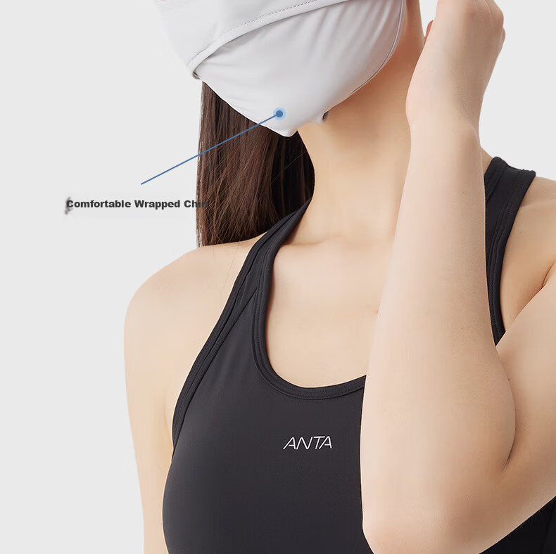 ANTA Full Face Sunscreen Mask Ice Silk Breathable Blush Face Cover Eye Protection Lightweight Skin-Friendly UV Protection Mask Pink 10