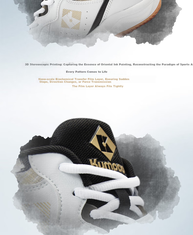 KUMPOO 2025 New Featherlight D21 Breathable Non-Slip Durable Professional Badminton Shoes White/Black Size 36 10