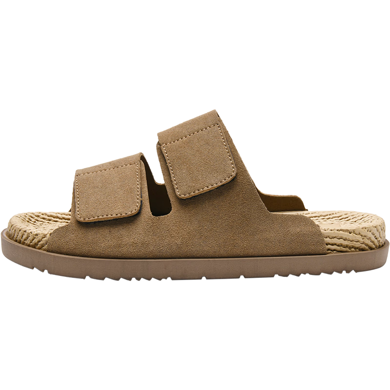 HLA Men’s Fashion Casual Slippers Thick Sole Durable Sandals FC049/FE071 Brown Size 41