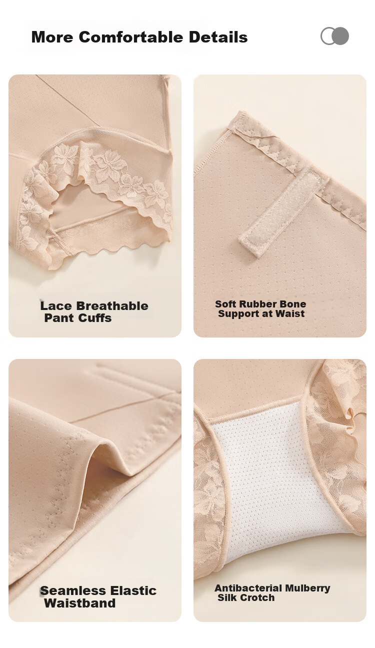 Tingmei Summer Thin High-Waist Lace Light Compression Abdomen Control Hip Lift Double Cross Structure Waist Shaping Pants 11