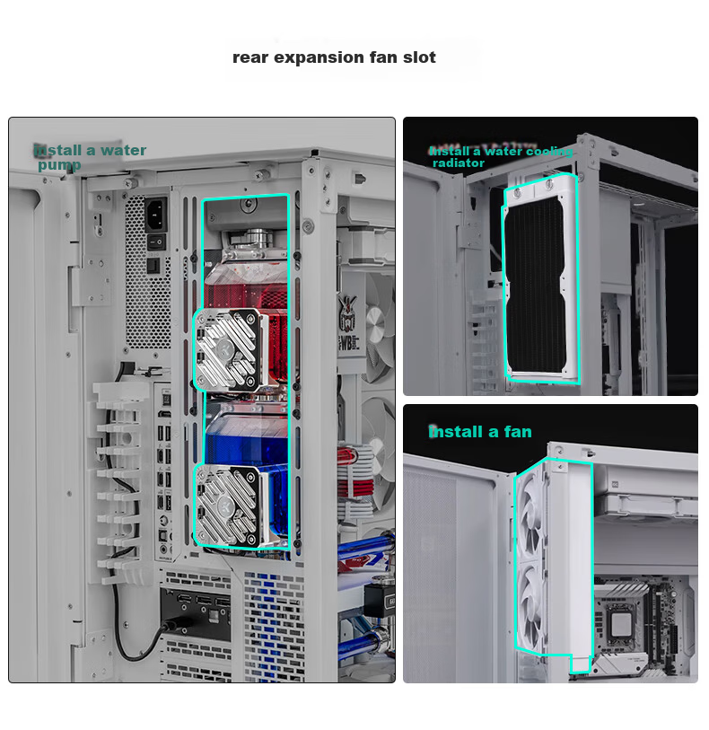 PHANTEKS NV9 White Frameless Full-View Seaview Computer Case (Dual 420/480 Water Cooling, EATX/SSI-CEB, ARGB Dual Channel Lighting Control, Type-C) 21