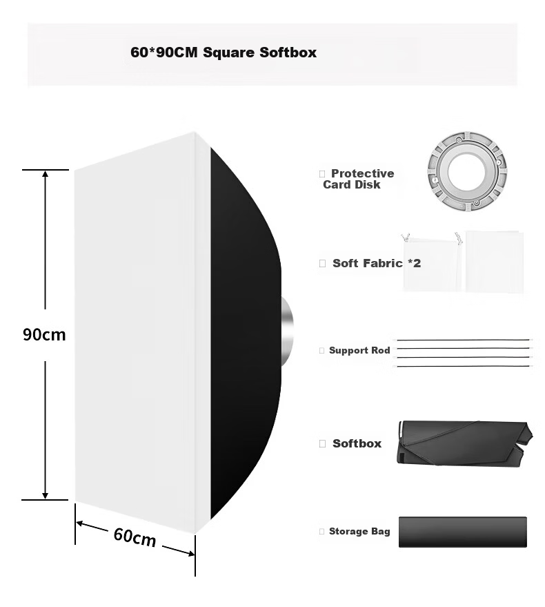 JIMANTU Square Softbox Bowens Mount Soft Light Diffuser Portable Professional Photography Studio Shooting Live Fill Light Accessory 15