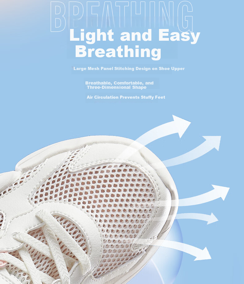 ERKE Kids Unisex Casual Shoes Large Mesh Breathable Sports Shoes White/Navy Blue Size 36 38