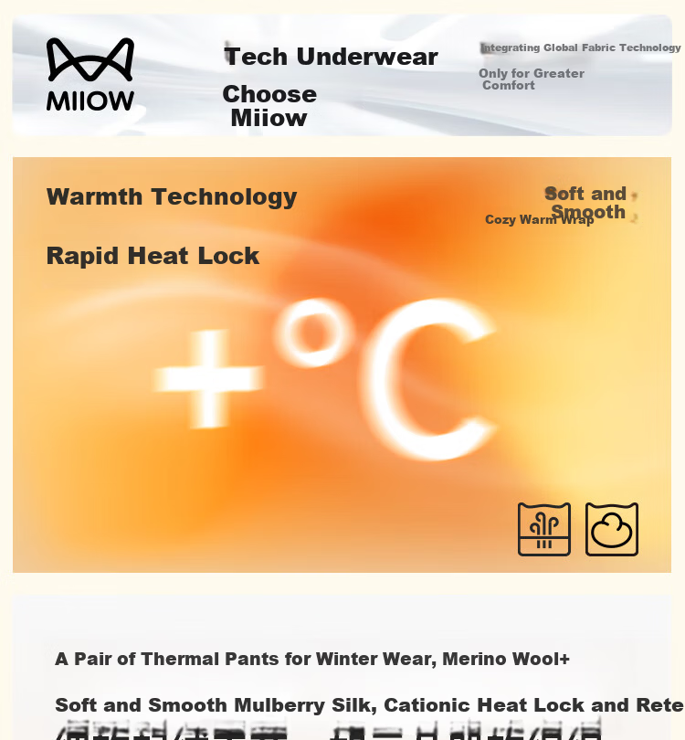 MiiOW Men's Thermal Underwear Fleece Lined Thickened Warm Pants Loose Fit Autumn Winter Plus Size Men's Long Johns 1