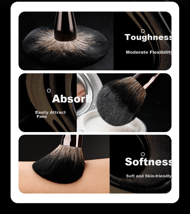 LADES Wooden 15-Piece Makeup Brush Set Animal Hair Powder Brush Lip Brush Concealer Brush Beauty Tools 6