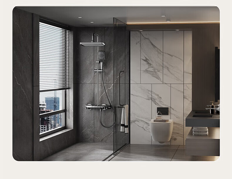 Vanward Shower Set Complete Bathroom Shower Head High Pressure Thickened Main Body Piano Key 52 7