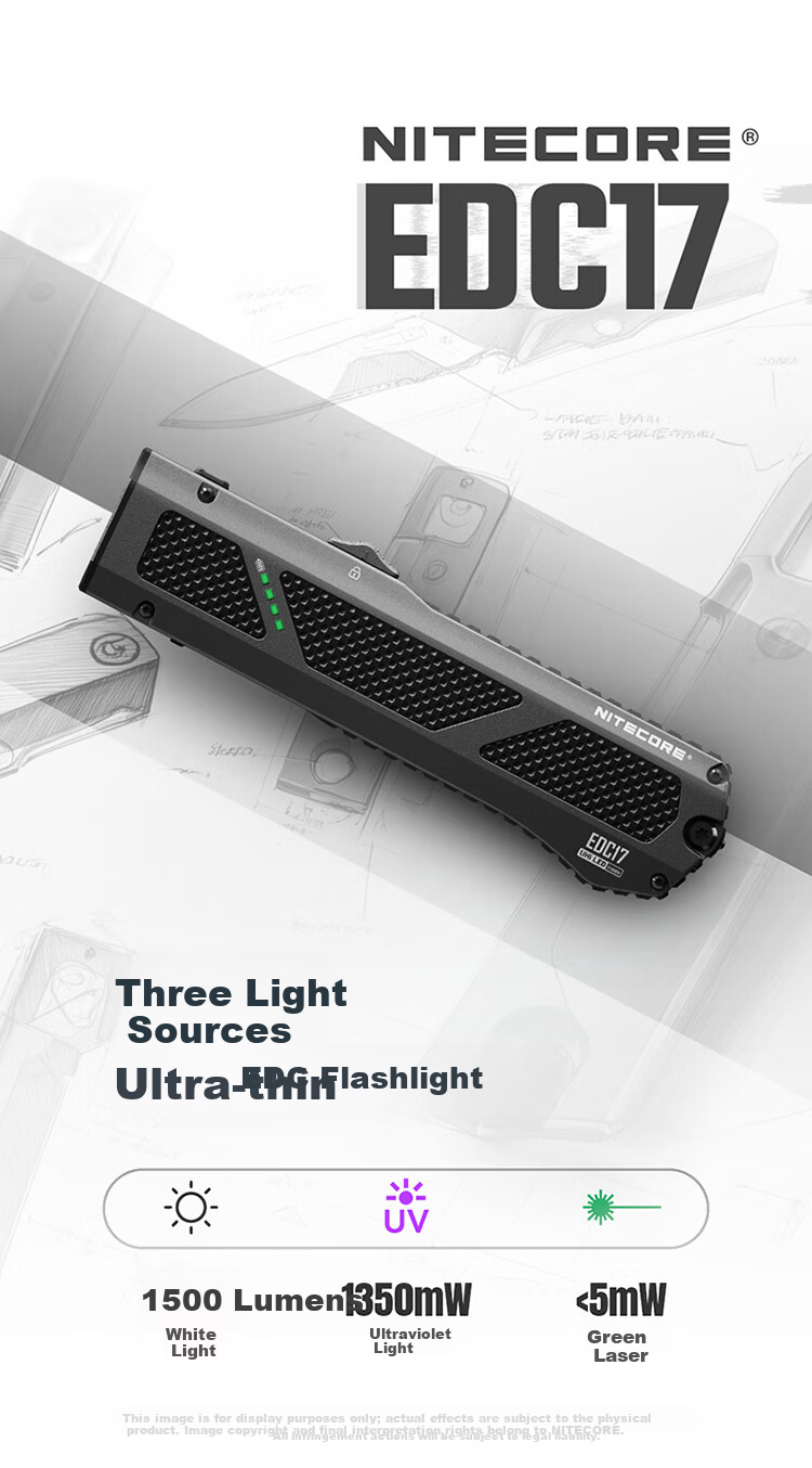 NITECORE EDC17 Triple-Output Ultra-Thin EDC Flashlight Portable Outdoor Hiking Lighting Lamp 1
