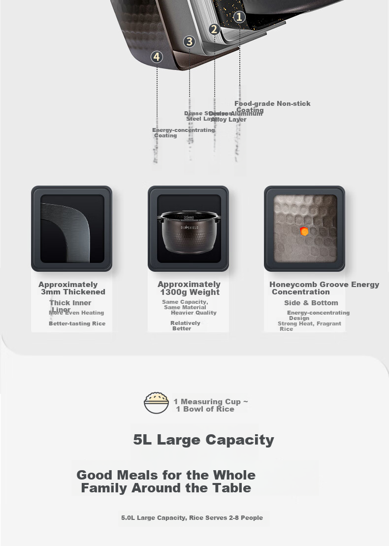 CUCKOO Black Crystal Diamond Rice Cooker Korean Imported Large Capacity High-Pressure Intelligent Voice Timer Multifunction IH Pressure Cooker for 4-5 People CRP-AH1080FD 7