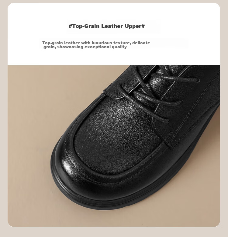 ZHR ZEZHE First Layer Cowhide Women's Commuter Thick Heel Lace-up Work Professional Loafers KM07 Beige Size 37 6