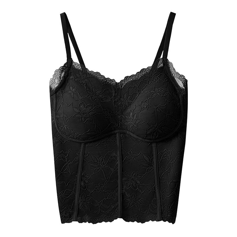 Tingmei [No Bra Needed] Sexy Lace Camisole Women's Thin Lingerie with Built-in Padding Convenient Vest for Outerwear