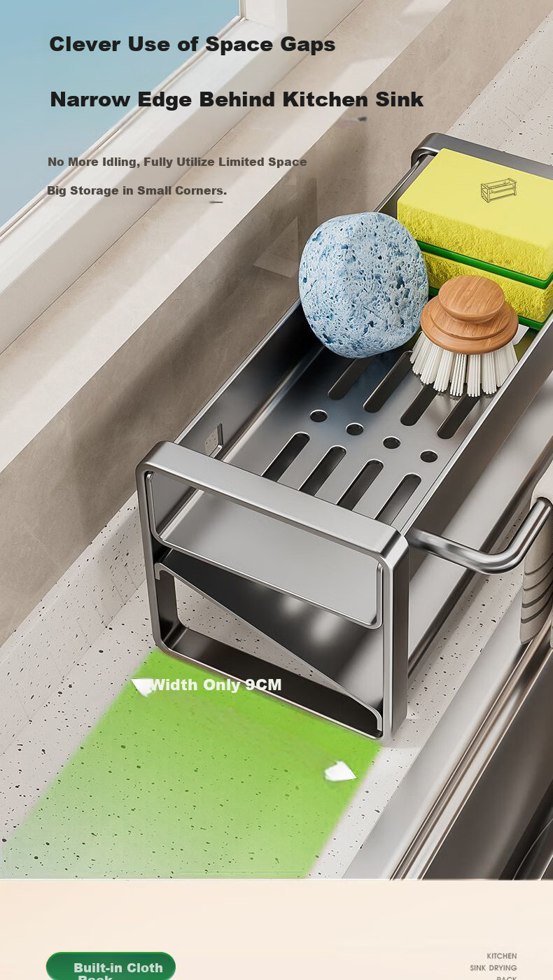 Century Zhenghe Kitchen Storage Rack Sink Draining Rack Cloth Storage Rack Faucet Vegetable Washing Sponge Draining Basket 7