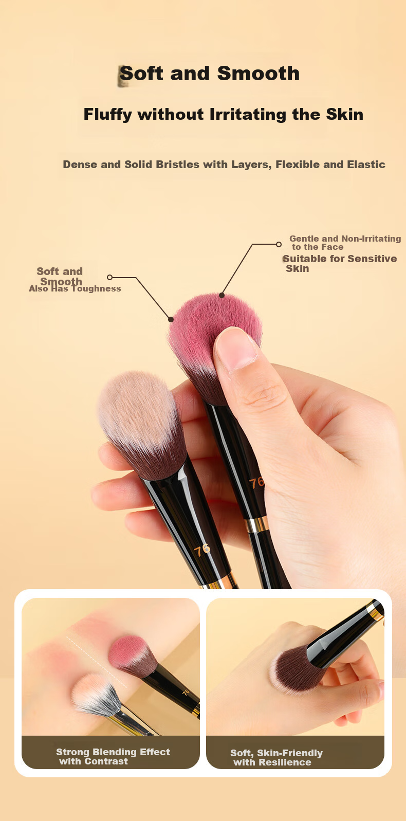 MSQ Piano Master No.76 Slant Blush Cream Brush Soft Makeup Contour Brush Single Piece 6