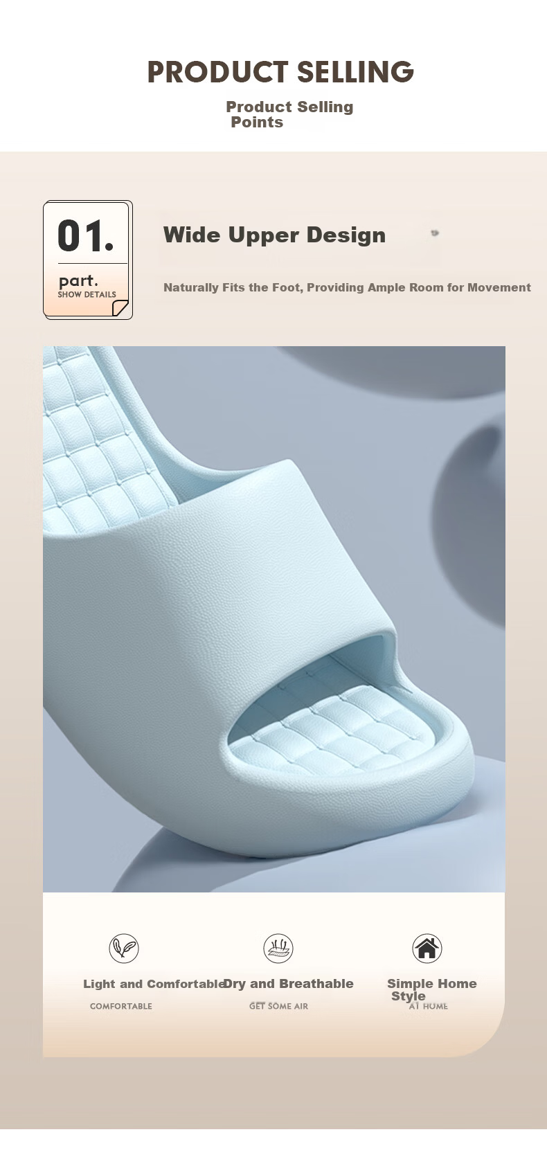 YUZHAOLIN EVA Simple Couple Home Bathroom Shower Slippers YF361 3
