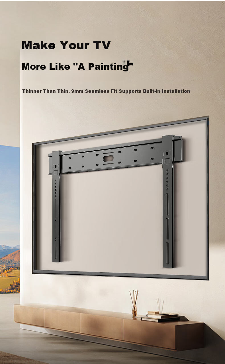 Beishi 26-65 Inch Ultra-Thin TV Wall Mount Fixed Bracket Universal TV Stand 9MM Wall Distance 2