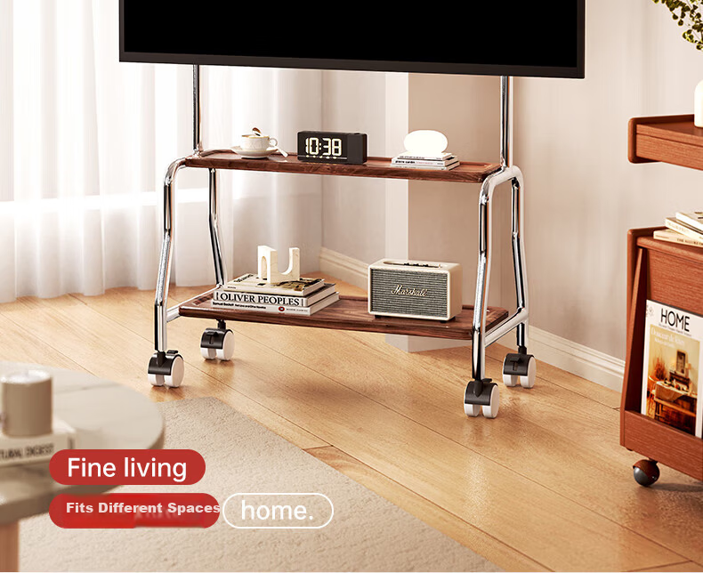 Kaiqi 32-75 Inch Mobile Stainless Steel TV Stand Art Floor Mount for Hisense TCL Thunderbird Huawei Smart Screen Xiaomi and More 11