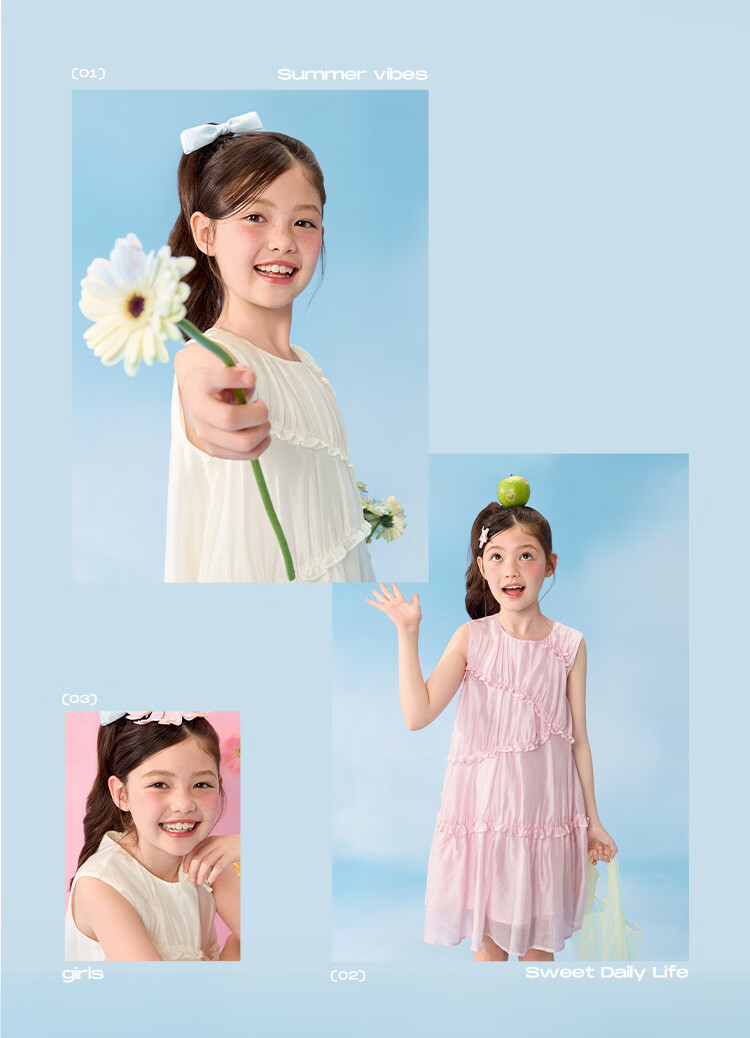 Balabala Kids Sleeveless Dress 2026 Summer New Girls Princess Dress Sweet Fashionable 3