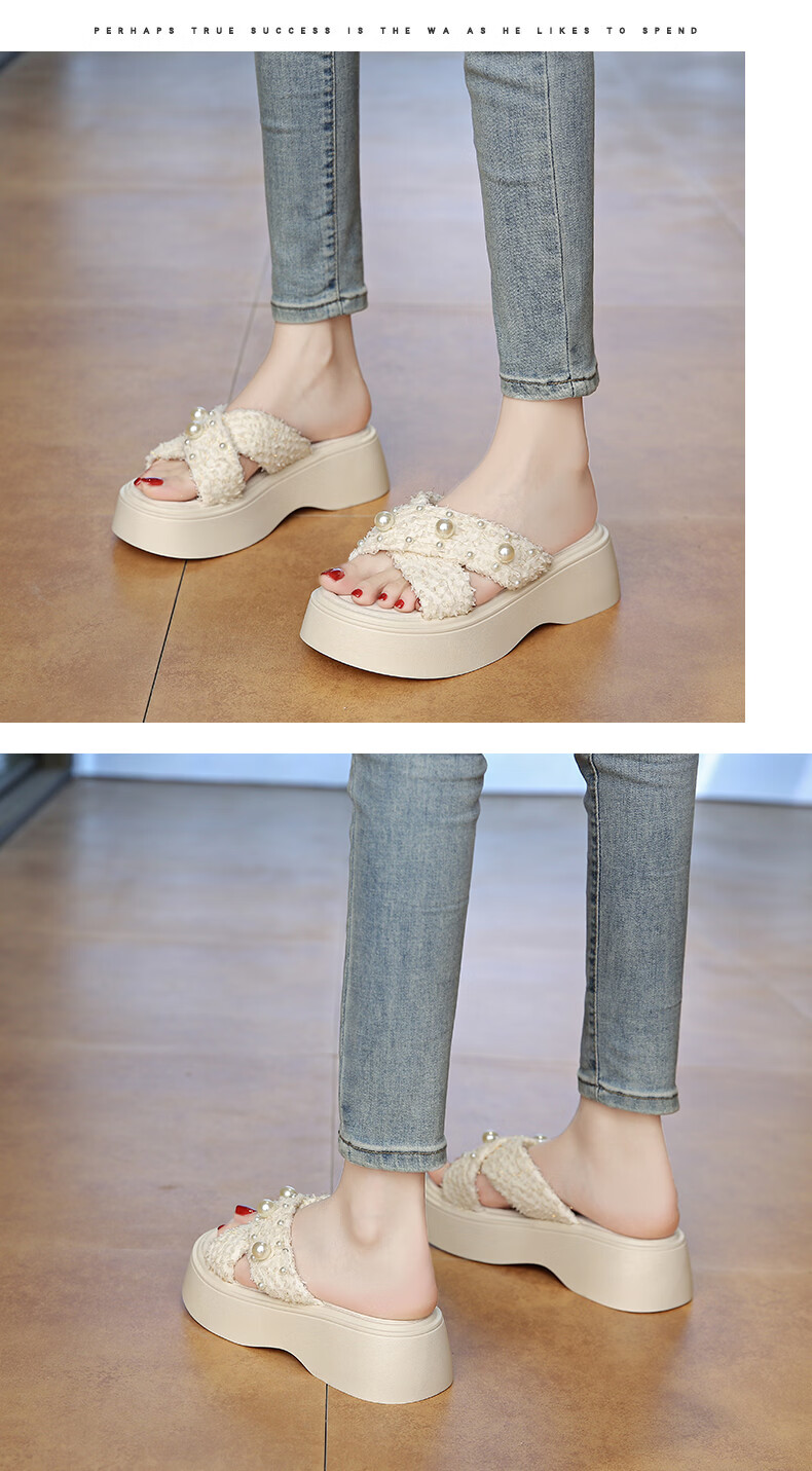 Cartelo Crocodile Women's Sandals Summer New Leather Thick Sole Casual Slip-On Sandals 1767 Beige Size 37 14