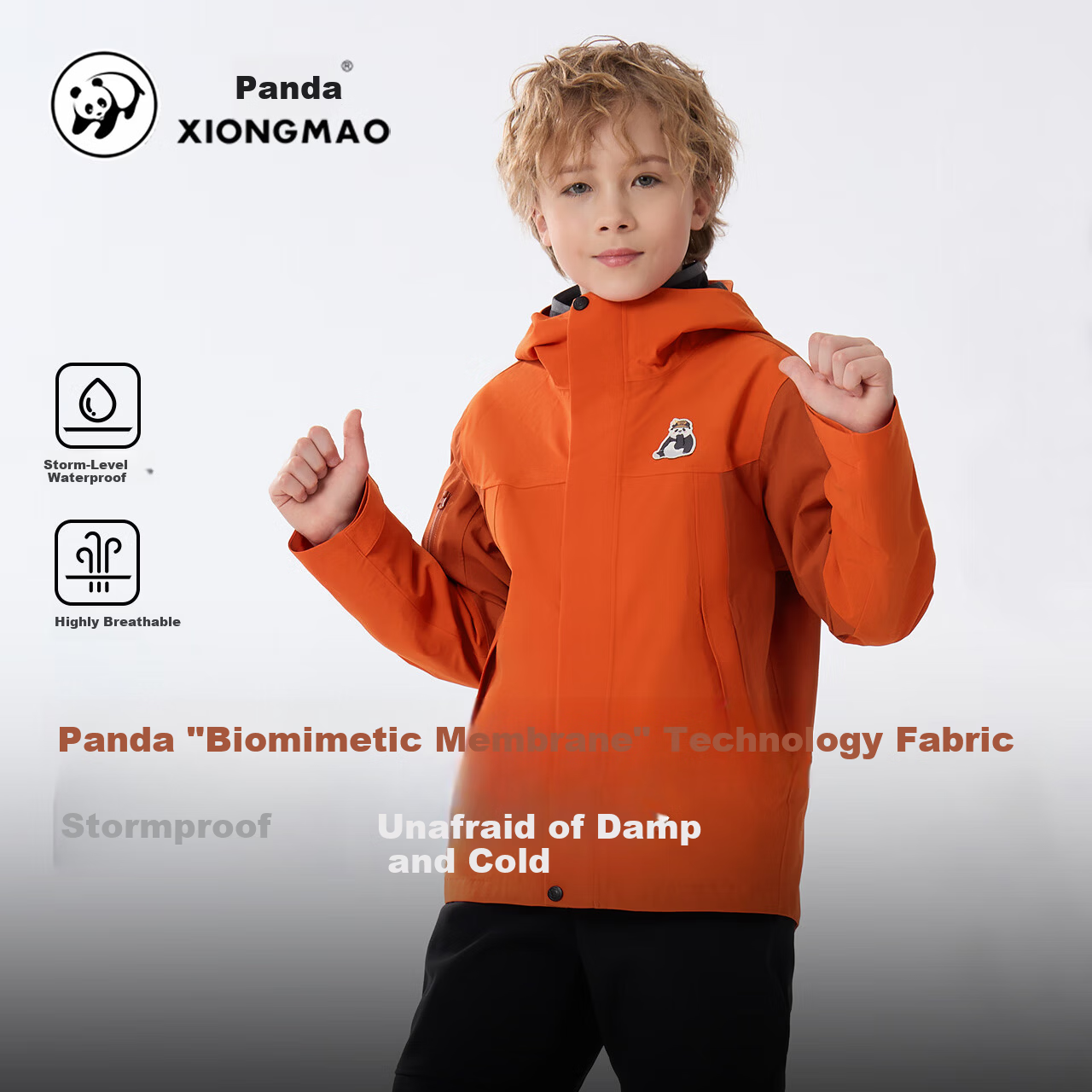 Panda Kids 3-in-1 Waterproof Windproof Fleece Lined Outdoor Jacket Warm School Uniform Autumn Winter, Size 120