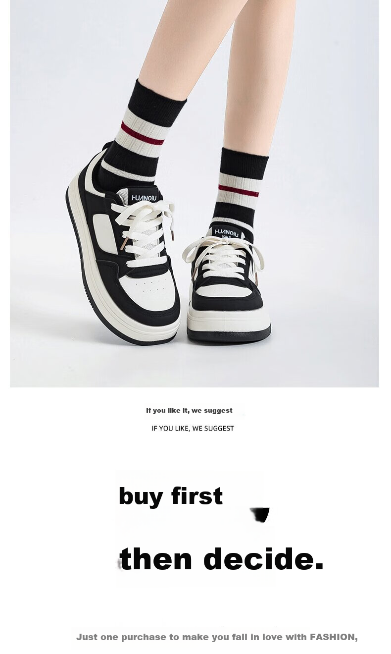 Global Original Black Matte Women's Shoes 2026 New Spring Korean Style Casual Thick Sole Sports Sneakers 6