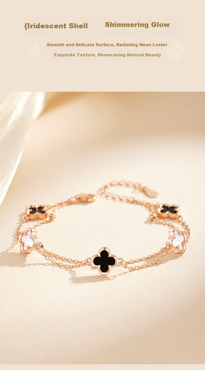 GLTEN Four-Leaf Clover Sterling Silver Bracelet for Women 2026 New Luxury High-End Jewelry Birthday Gift for Girlfriend Wife 5