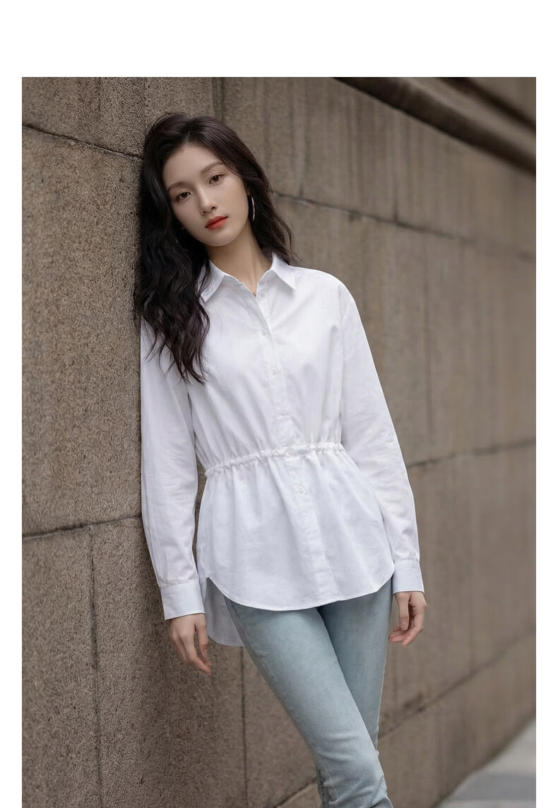 Demana Oxygen Pure Cotton Spring 3D Lapel Drawstring Waist Mid-Length Slim Fit Shirt for Women Premium Quality 3