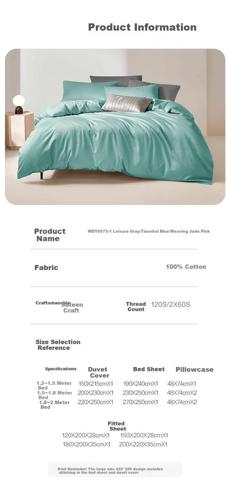 LUOLAI Home Textiles 120-Count Pima Cotton Pure Cotton Bed Sheet, Single Piece, Pink, 230*250 Cm 12