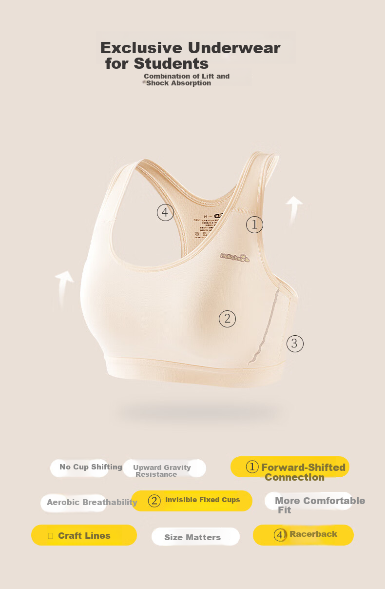 YUZHAOLIN Girls' Underwear Vest for Early High School Development, Youth Sports Bra, Shaping, Skin Color (4XL) 4