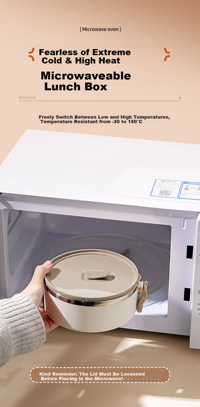 LINGCHEN Insulated Lunch Box Microwaveable Thermal Container Three-Layer Large Capacity 2-4 Hours Extended Multi-Layer Food Storage Box 6