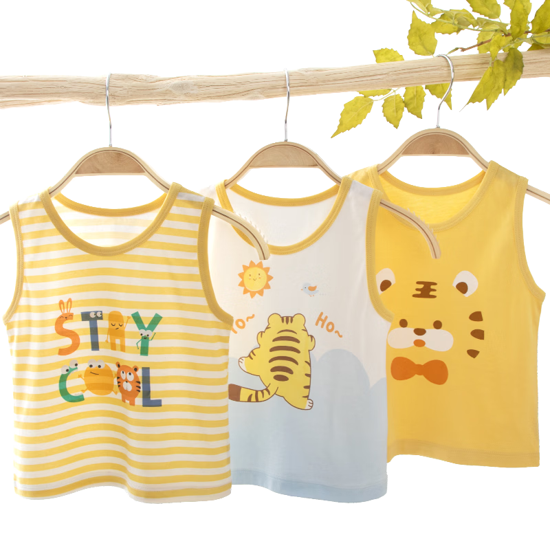 Yingbeiyi 3-Pack Children's Summer Vest Thin Breathable A-Class Sleeveless Tank Top for Boys and Girls Baby