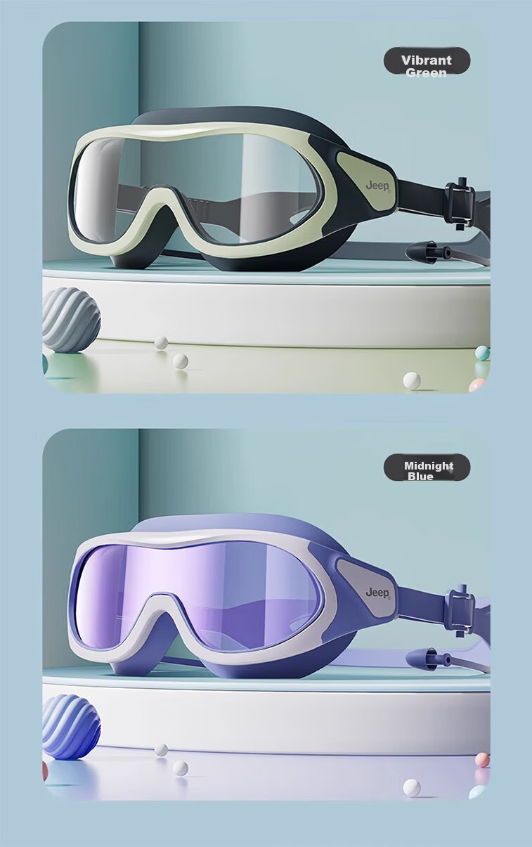 JEEP Kids Swimming Goggles Large Frame HD Anti-Fog Waterproof Boys Diving Goggles Girls Swimming Glasses Lavender Purple Plano 12