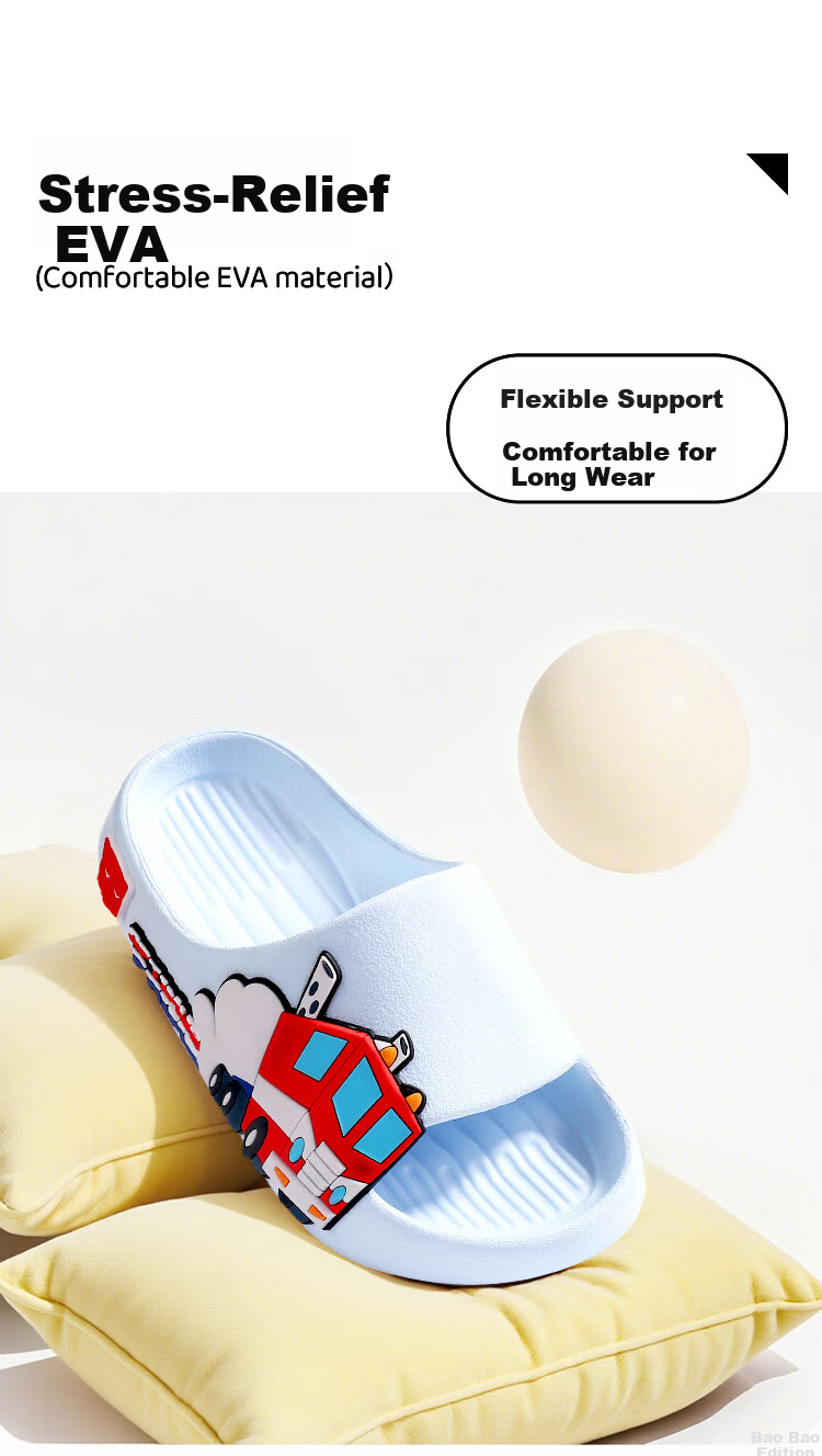 Transformers Boys Summer Slippers Non-Slip Soft Sole Blue Size 210 3