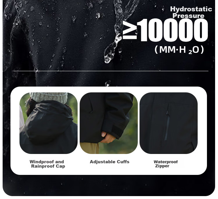 JEEP SPIRIT Unisex 3-in-1 Outdoor Windproof Waterproof Hooded Jacket Navy Blue M 5