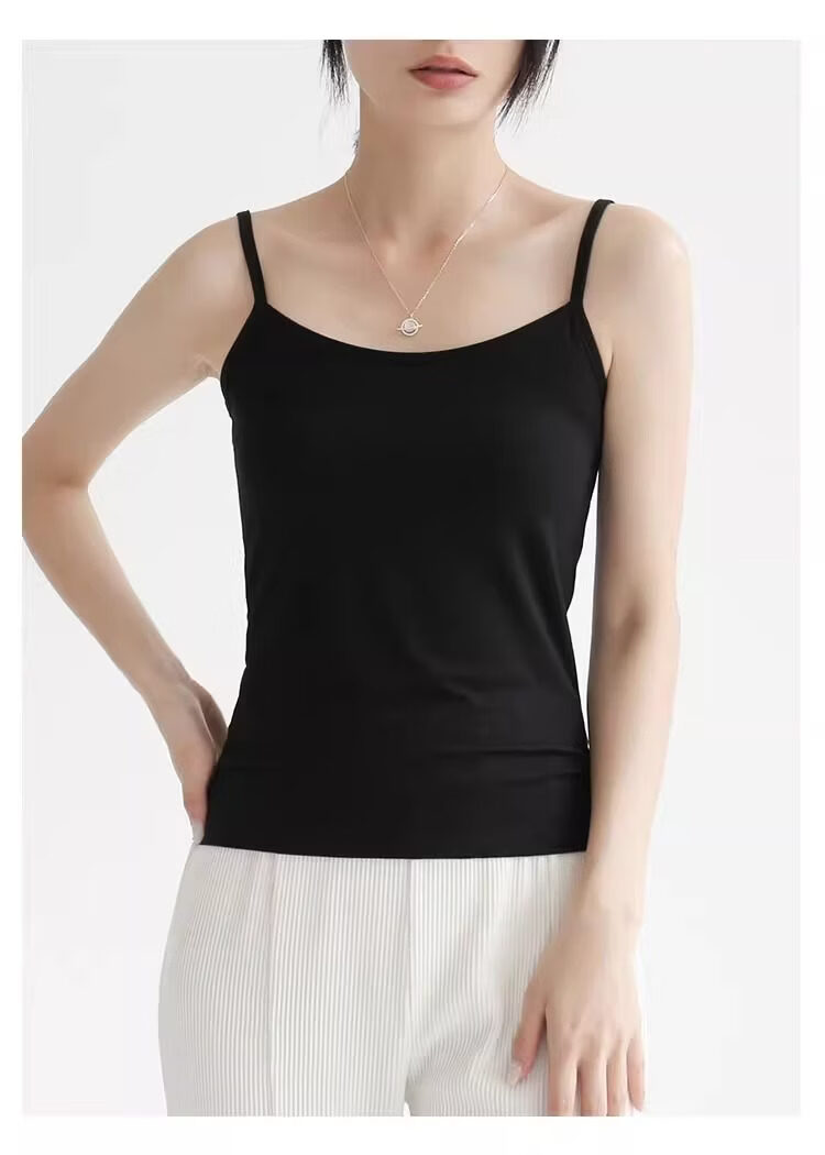 Modal Women's Slim Fit Sleeveless Camisole Tank Top Thin Layering Shirt Spring Summer M 17