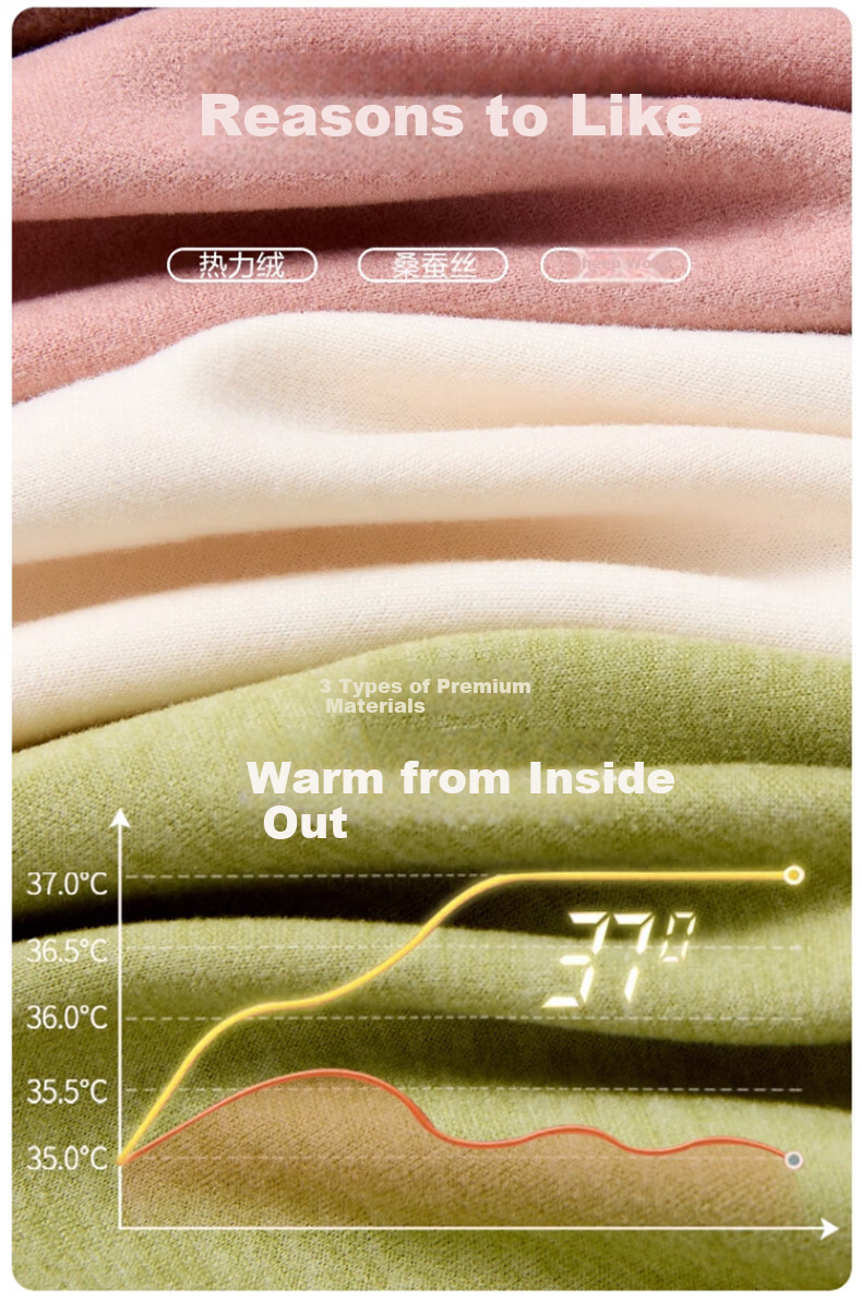 BOPRUIEY Women's Thermal Underwear Set Wool Silk 7A Antibacterial Mite-Resistant Autumn Top and Bottom Base Layer Light Green 2