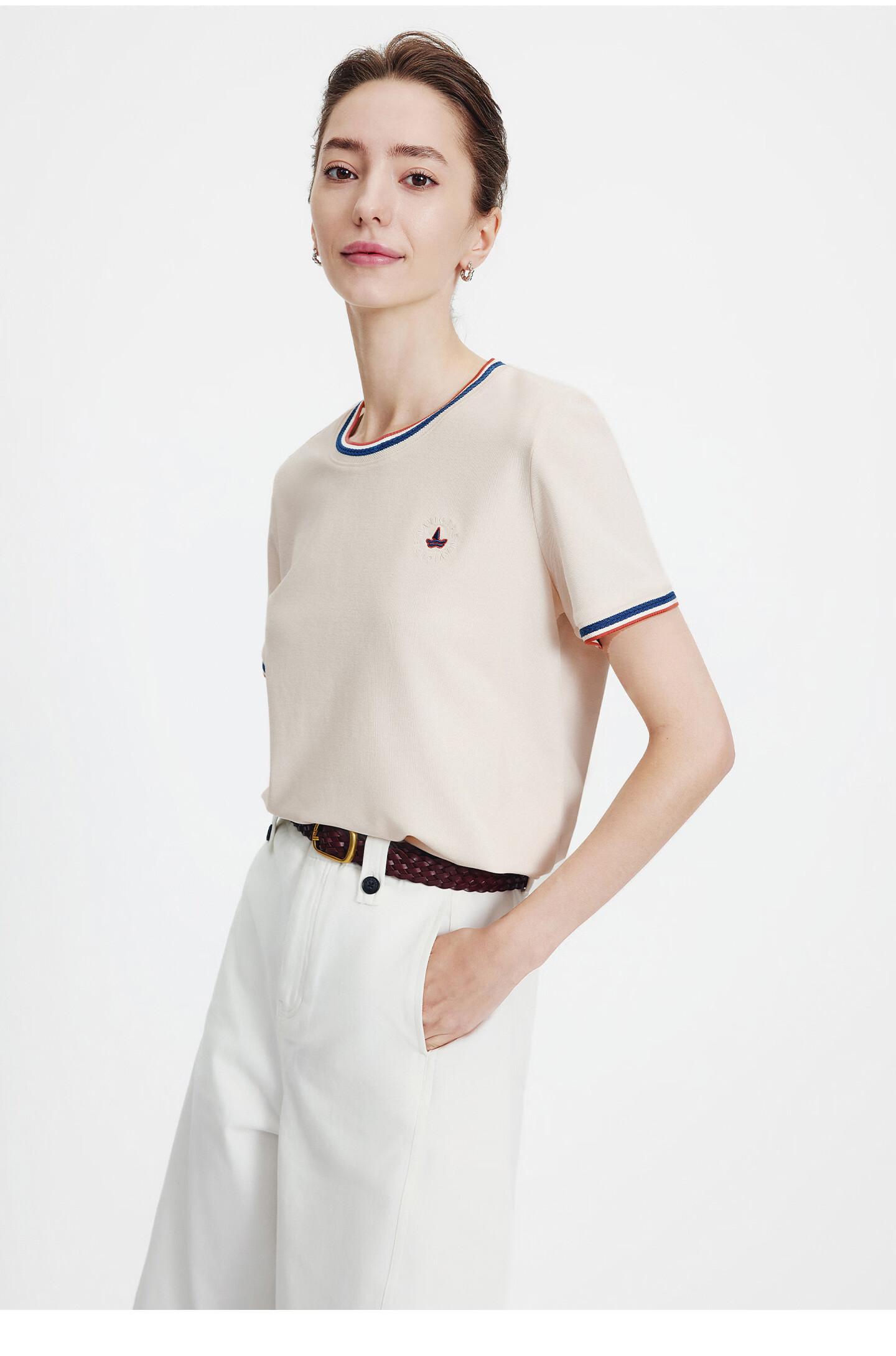 Navigare Small Sailboat Antibacterial Short Sleeve T-Shirt for Women 2026 New Mosquito-Repellent Commuter Casual Crew Neck Top 2325506501 11