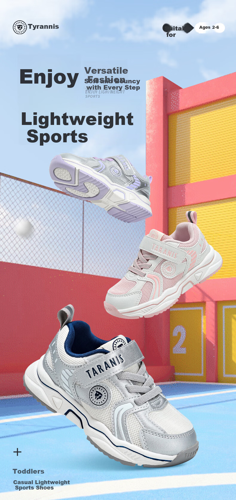 TARANIS Spring Kids Sports Shoes Unisex Lightweight Non-Slip Dad Sneakers Silver/Purple (Single Mesh) Size 29 1