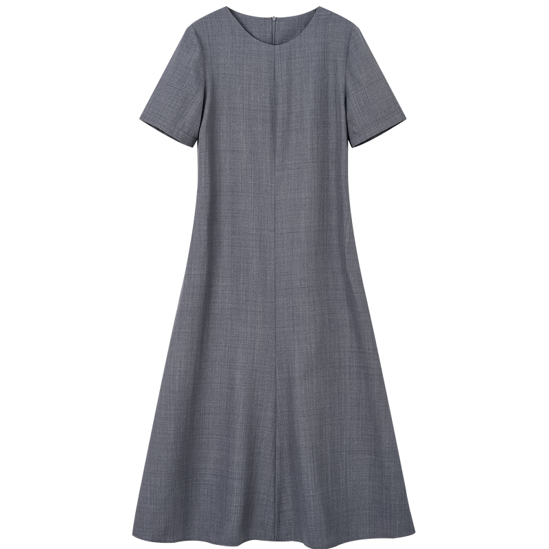 Demana Elegant Aesthetic Summer Urban Style Round Neck Short Sleeve Waist Cinched Mermaid Hem Slimming Concealed Dress for Women High-End Feel