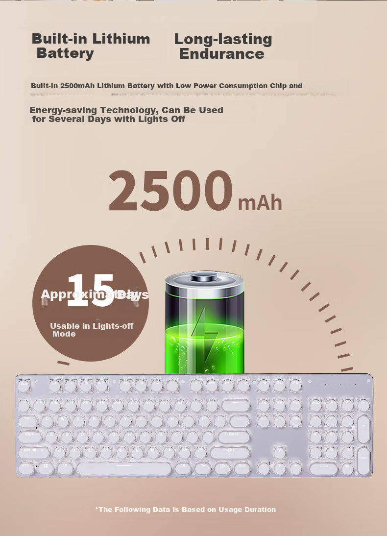 EWEADN TK950 Wireless Bluetooth Punk Mechanical Keyboard Wired Tri-mode Office Gaming Universal Computer Laptop Esports Black Switch Retro Peripheral 104 Keys White White Backlight 6