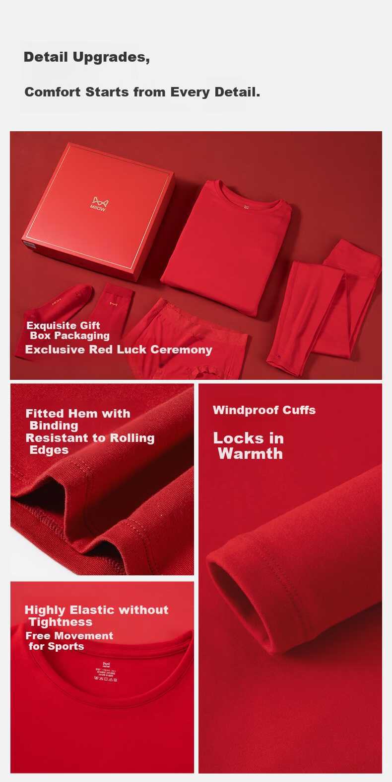MiiOW Men's Modal Cotton Thermal Underwear and Socks Gift Box for the Lunar New Year 32