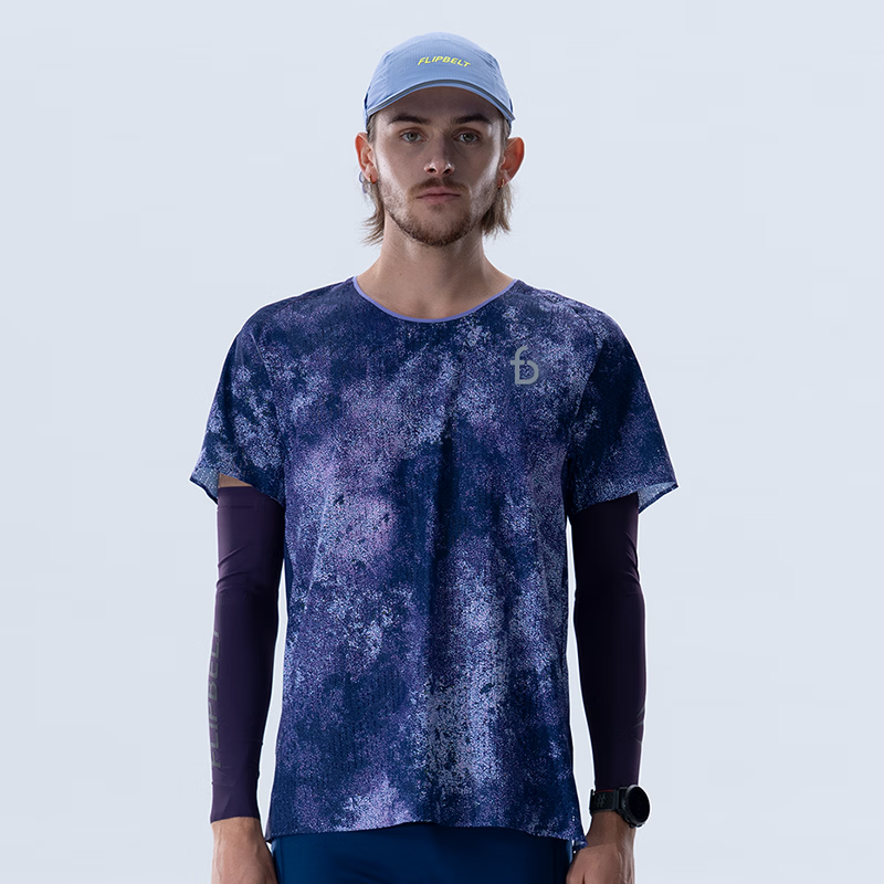 Feibit [Wind Tunnel Short Sleeve 4.0] Men's Quick-Dry Anti-Chafing Marathon Training Breathable T-Shirt Purple Mist S