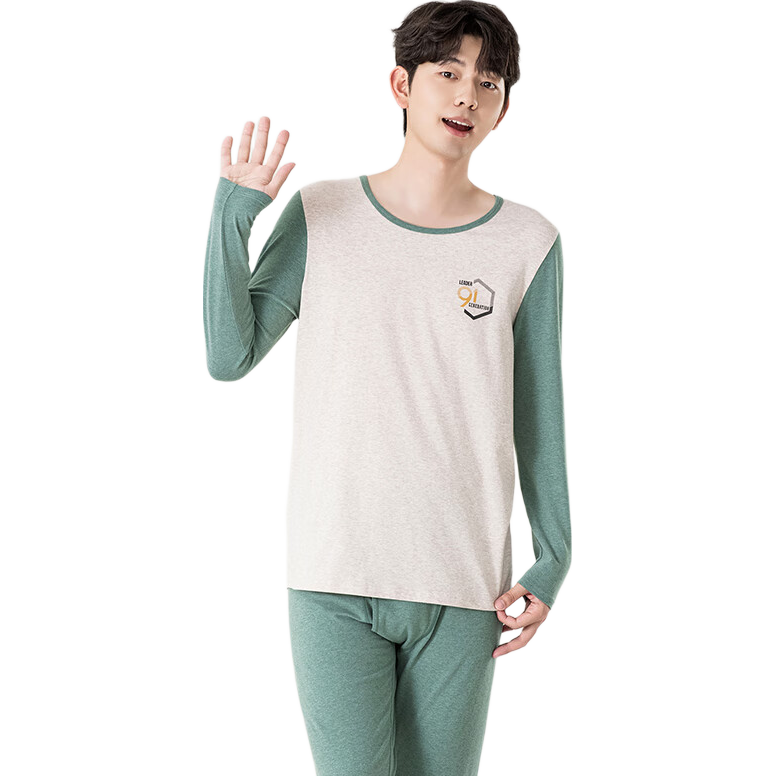 Inbolun Boys' Youth Thermal Underwear Set Thin Cotton Base Layer 81309 Light Blue 175