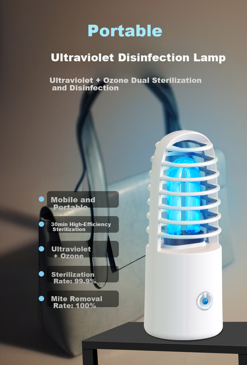 Yichen Portable UV Sterilization Lamp Home Rechargeable Mobile Disinfection Light Hotel Ozone Odor Removal Travel Sterilizer White 2