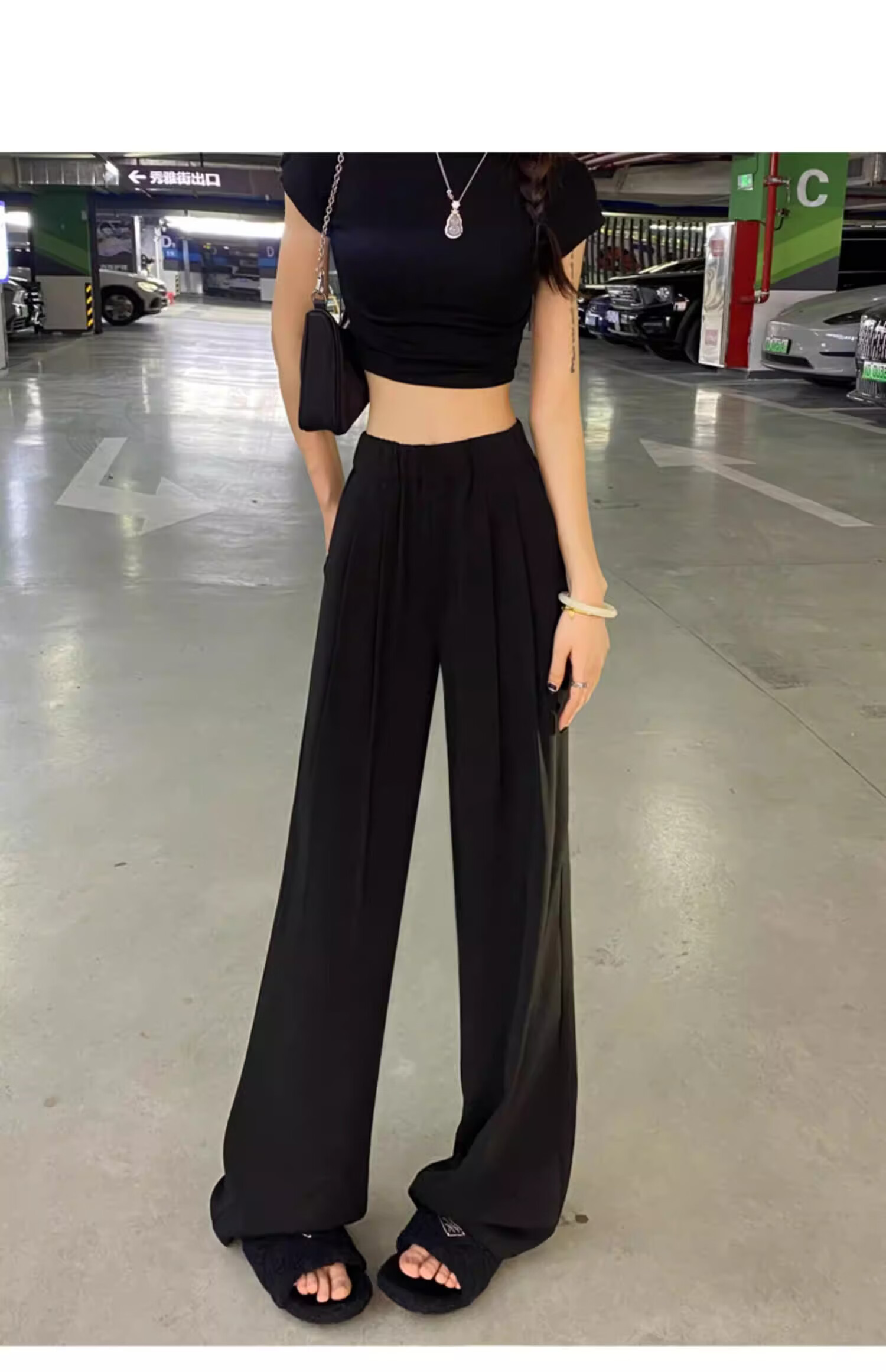 Langsha TR Bamboo Fiber Summer Wide-Leg Pants for Women Thin Draped Loose Casual New Chinese Style Ice Silk Trousers 33