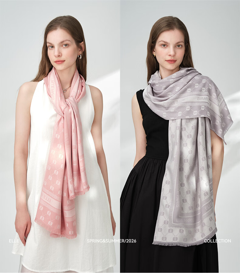 ELLE Women's Summer Office Air-Conditioned Room Warmth Shawl with Mulberry Silk Large Size Gift Box Scarf 15