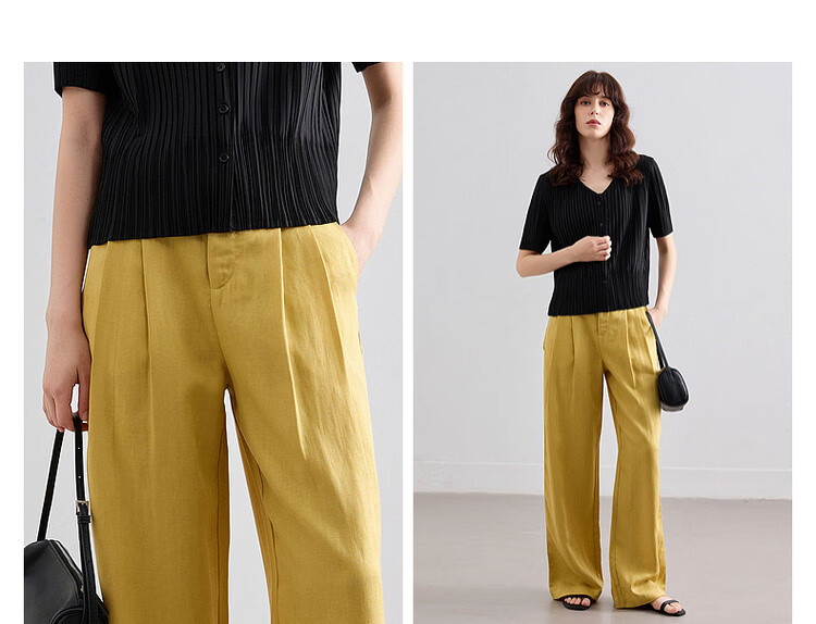 Demana [with Linen Lyocell] Summer Simple Commuter Draped Wide-Leg Pants Loose Slim Fit Versatile Women's Casual Trousers 5