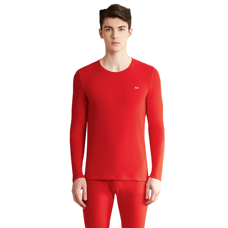 MiiOW 100% Cotton Lucky Gift Box Autumn Men's Red Thermal Underwear Set for the Year of the Horse