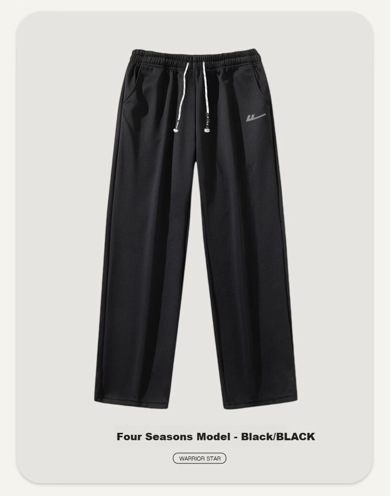 Warrior Casual Pants for Men, Straight-Leg Wide-Leg Trousers, Sports Sweatpants for Men, Versatile Long Pants, Black, Size M 23