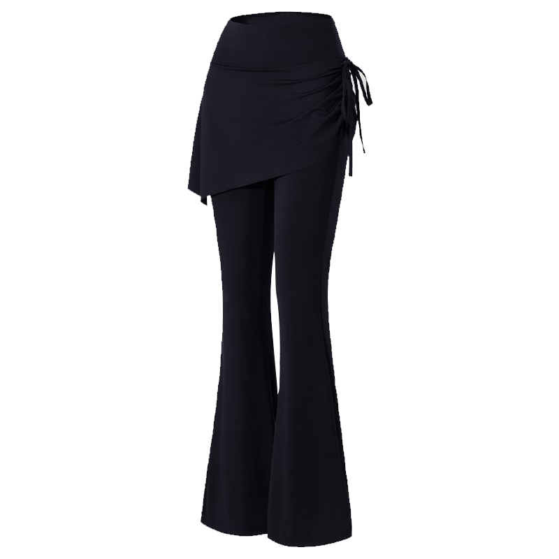 Free Style Faux Two-Piece High-Waist Slimming Yoga Pants for Women, Hip-Covering, Anti-Exposure Pilates Running Fitness Flared Skirt Pants