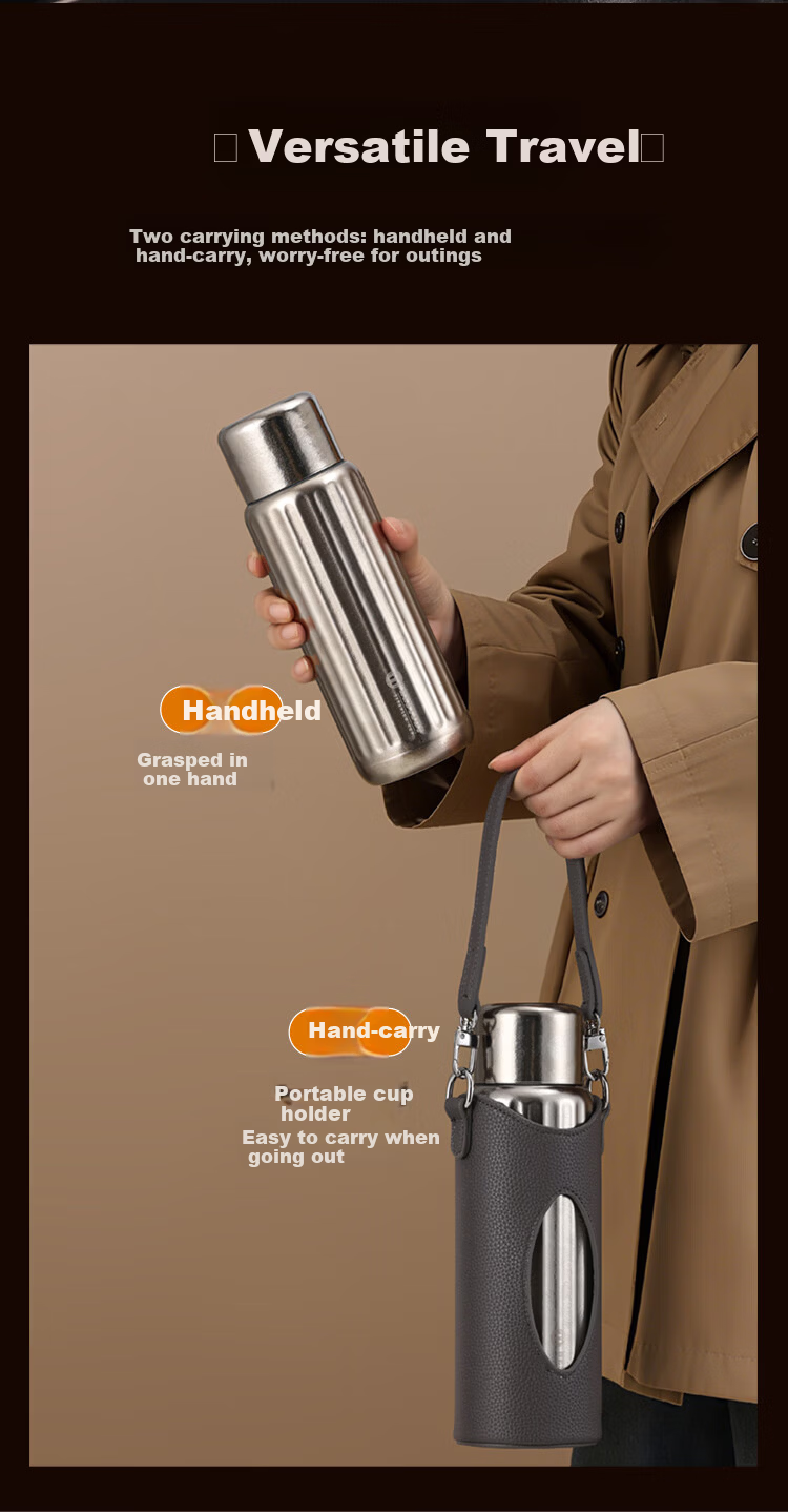 FUGURNG BESTJOY Pure Titanium Coffee Mug Insulated Cup High-Quality Portable Outdoor Water Bottle Titanium Color 560ml Gift Box Set 16