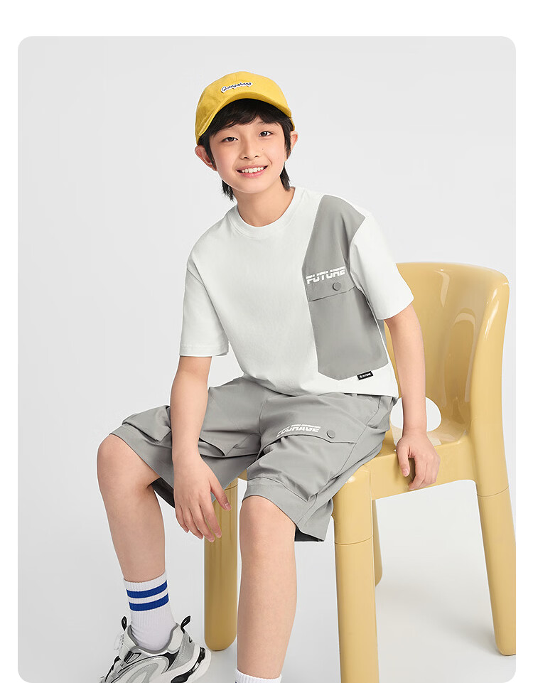 Balabala Boys' Short Sleeve Set Children's Two-Piece Outfit 2026 New Summer T-Shirt and Pants Cool and Comfortable 34